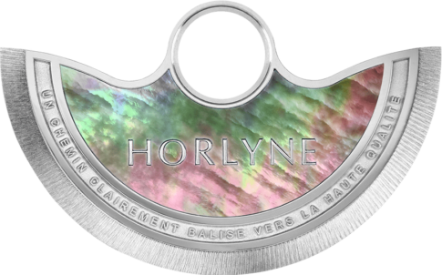 Horlyne bi-component gold oscillating weight, bonded mother-of-pearl plate, laser engraved